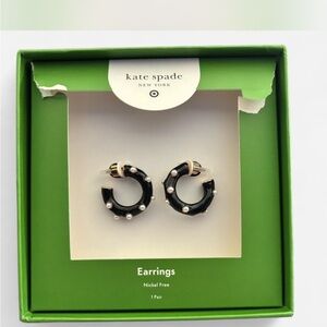 Kate Spade Black Pearl Hoop Earrings